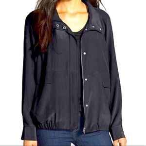 EILEEN FISHER Black Silk Bomber Jacket, Size S